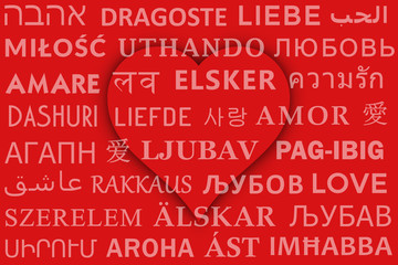Amor en varios idiomas con coraz&oacute;n