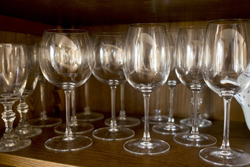 wineglasses and balloons in a buffet