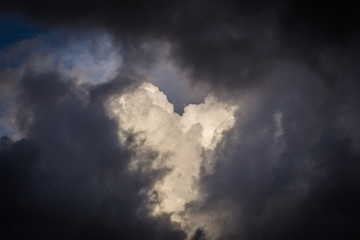 Cloudscape of thunderclouds in the summer sky on a hot and humid day