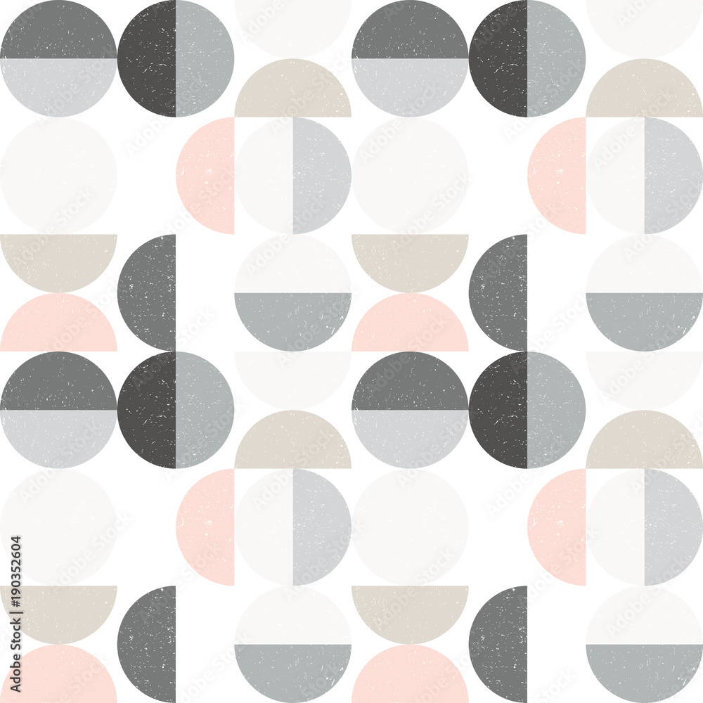 Aufkleber Modern vector abstract seamless geometric pattern with semi circles and circles in retro scandinavian style