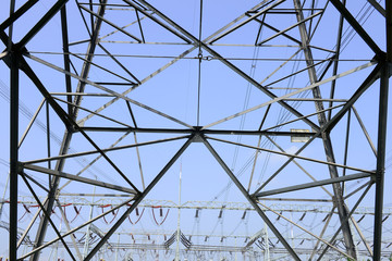 Fototapeta premium High voltage towers in the fields