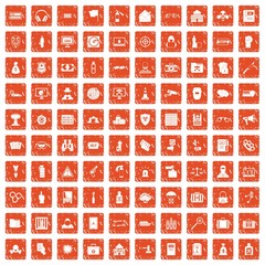 100 crime icons set grunge orange