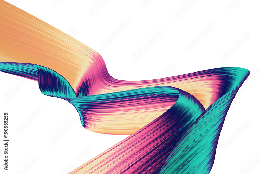 Aufkleber 3d render abstract background. colorful twisted shapes in motion. computer generated digital art for