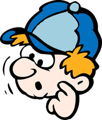 Cartoon Vector illustration of a thoughtful School Boy