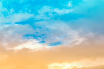 Beautiful sky, clouds and glare of sunlight