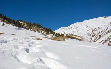 Fototapeta na wymiar Landscape with snow and rivers in thePyrenees