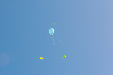 flying colorful balloons helium sky