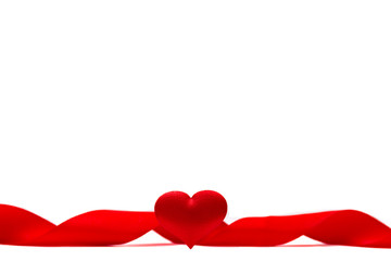 red heart with bow against white background