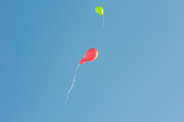 flying colorful balloons helium sky