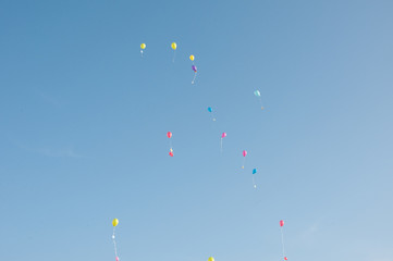 red flying balloons wedding