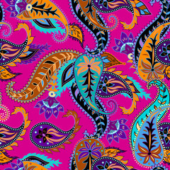 Pattern based on decorative elements Paisley. Seamless pattern in indian style.