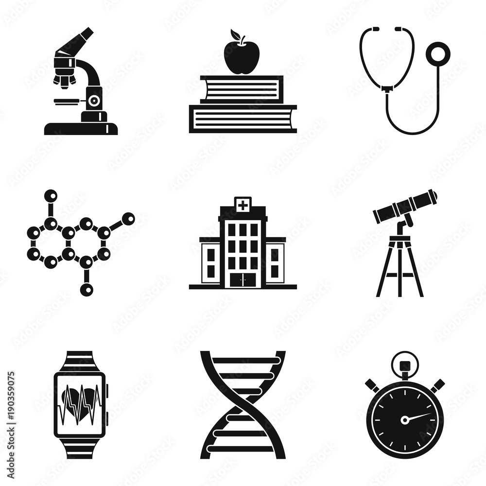 Poster lab icons set, simple style