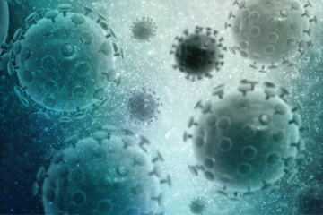 3d rendering Virus bacteria cells background