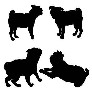 French Bulldog purebred dog standing in side view - vector silhouette isolated