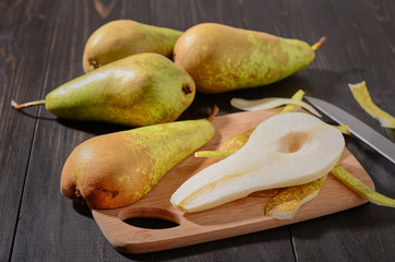 pear conference on a dark wooden rustic background