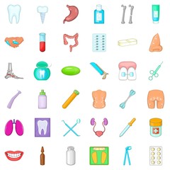 Matter of health icons set, cartoon style