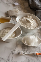 Homemade toothpaste, made with white clay.