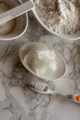 Homemade toothpaste, made with white clay.