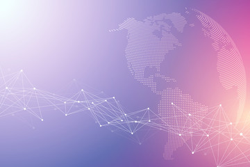 Global network connection. Network and big data exchange over planet earth in space. Global business. Vector Illustration.