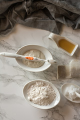 Fototapeta na wymiar Homemade toothpaste, made with white clay.