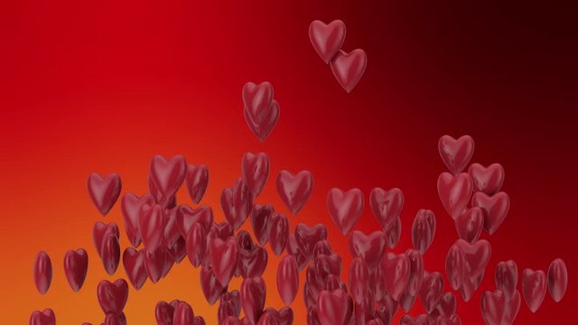 Rote Herzen fliegen nach oben - Valentinstag - Muttertag - Animation