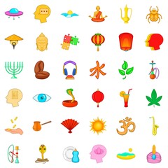 Reflection icons set, cartoon style