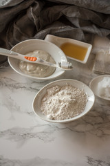 Homemade toothpaste, made with white clay.