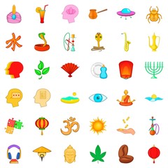 Afterthought icons set, cartoon style