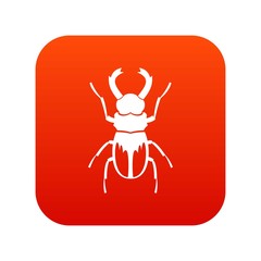 Rhinoceros beetle icon digital red
