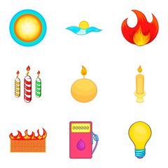 Searchlight icons set, cartoon style