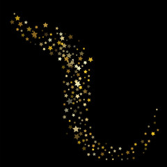 Gold Dust, Sparkles, Premium Star Scatter Vector Background Falling Stars Garland, Frame, Border, Holidays, Christmas, New Year on Black. Firework, Magic Lights, Glitter, Glamour Silver, Gold Dust