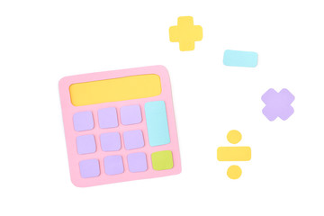 Calculator paper cut on white background - isolated