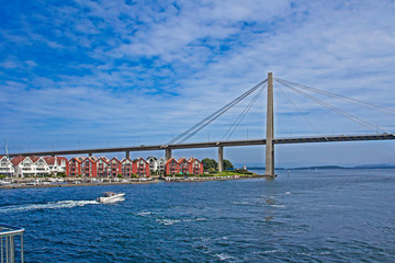 Stavanger, Norway harbour bridge and apartment complex 