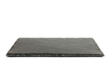 Black rectangular slate board isolated on white background