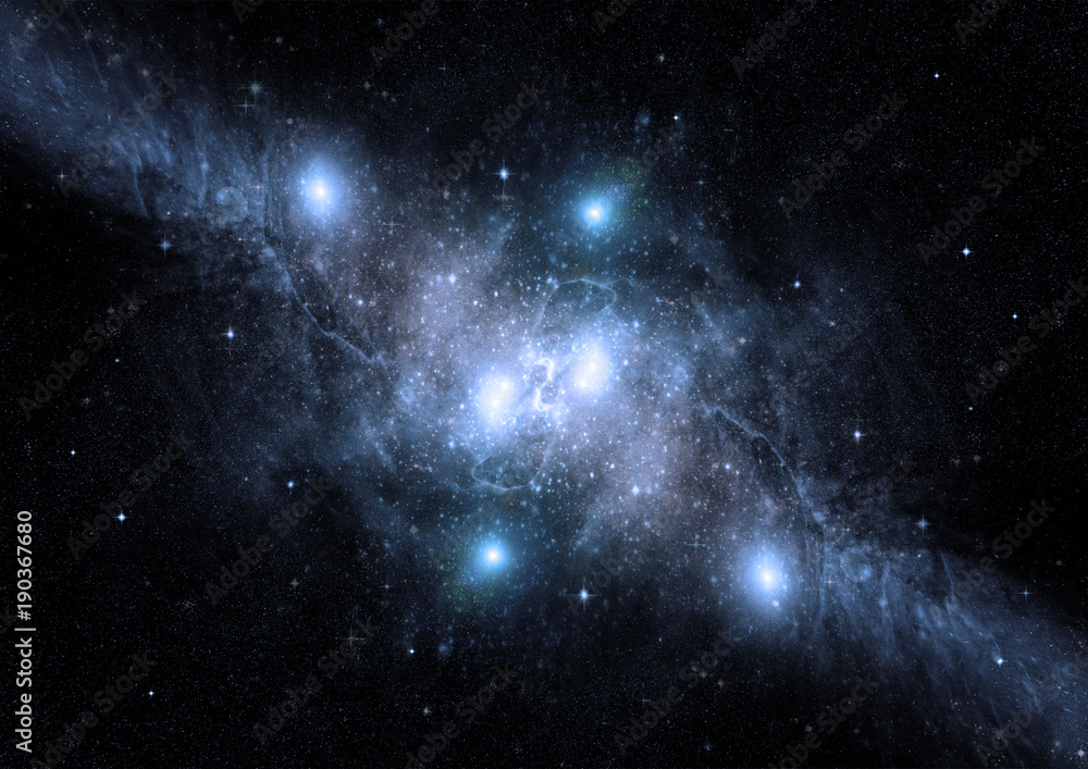 Wall mural galaxy in a free space
