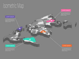 Map world isometric concept. 3d flat illustration