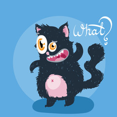 Cute monster kitten with text. Vector illustration for t shirt and print design