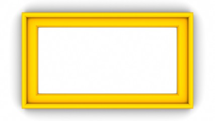 Yellow blank frame on white background. 3d rendering