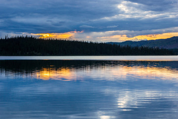 Sunset over a Lake in Yukon Territory