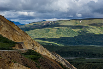 pass road at Polychrome Pass, Denali National Park, Alaska