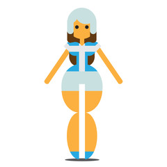 Vector retro vintage low poly flat girl.