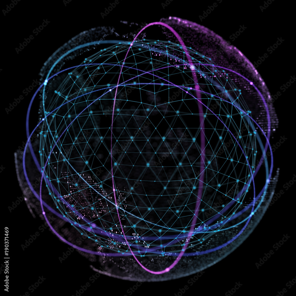 Canvas Prints point and curve constructed the sphere wireframe, technological sense abstract illustration.