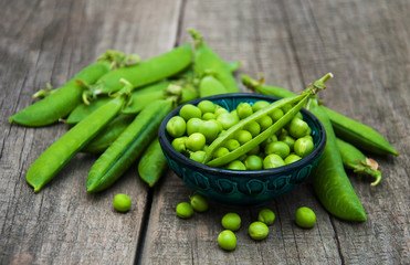 green peas on a table