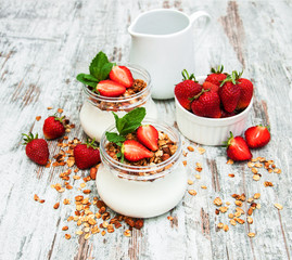 Yogurt and granola for breakfast