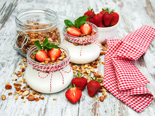 Yogurt and granola for breakfast