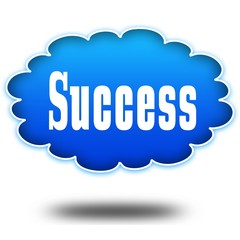 SUCCESS text message on hovering blue cloud.