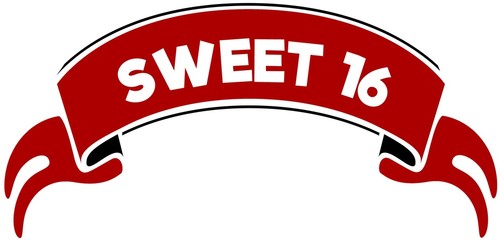 SWEET 16 on red band.