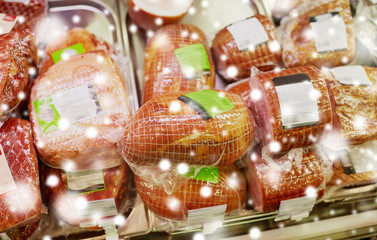 ham at grocery store stall