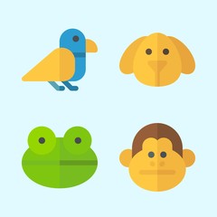 Icons set about Animals with dog, frog, monkey and bird
