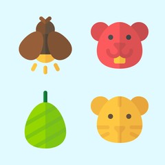 Icons set about Animals with firefly, hamster, cocoon and tiger